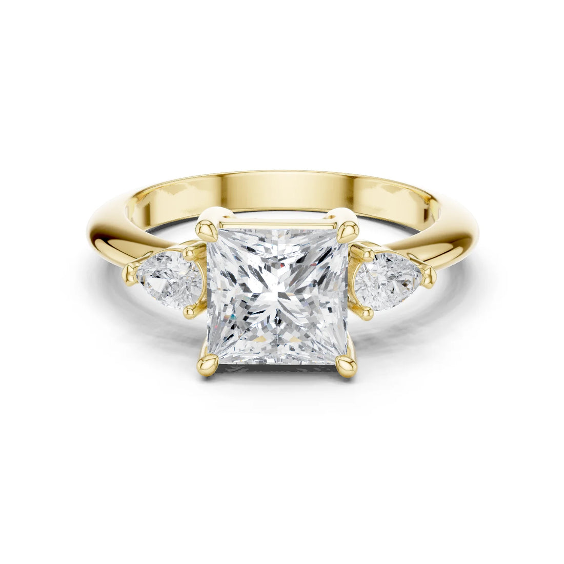 Princess Diamond Solitaire Engagement Ring with Hidden Side Accent