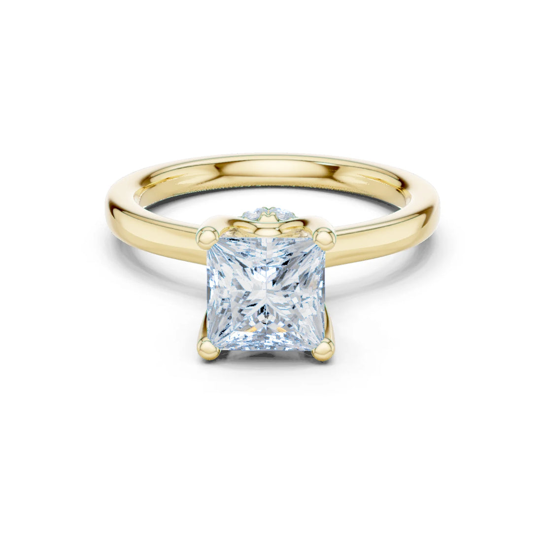 Princess Shape Diamond Hidden Halo Engagement Ring