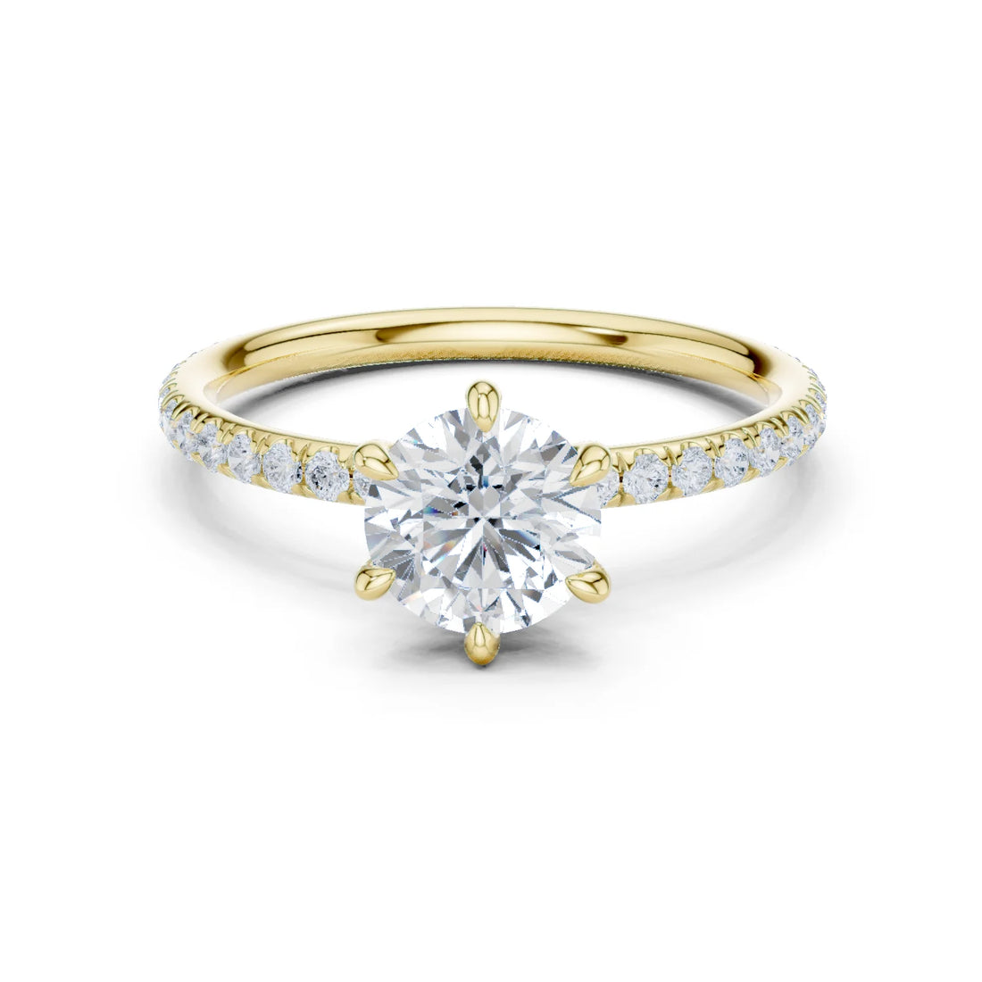 Round Cut Diamond Pave Engagement Ring