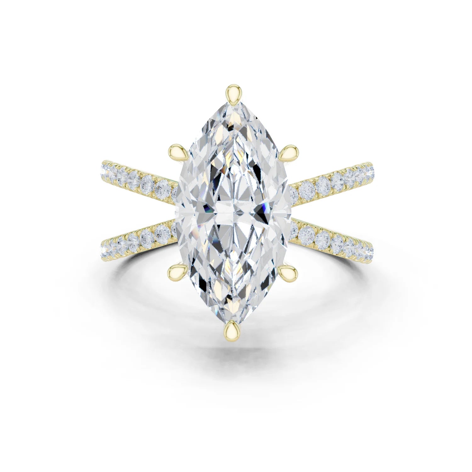 Marquise Cut Diamond Split Shank Engagement Ring