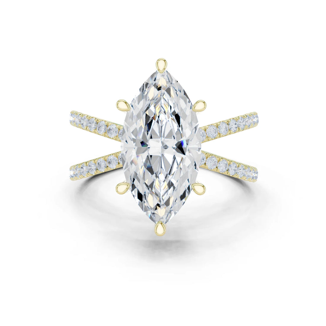 Marquise Cut Diamond Split Shank Engagement Ring