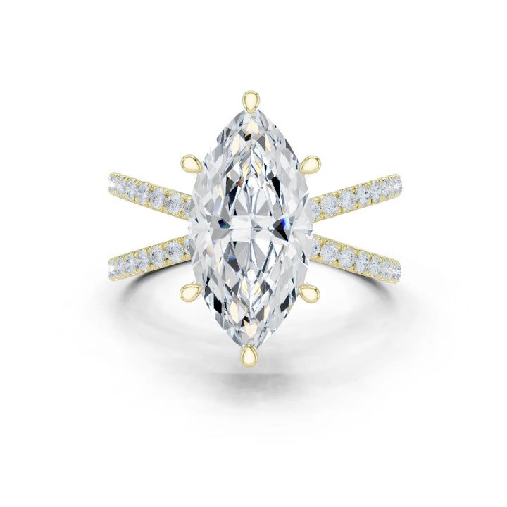 Marquise Cut Diamond Split Shank Engagement Ring
