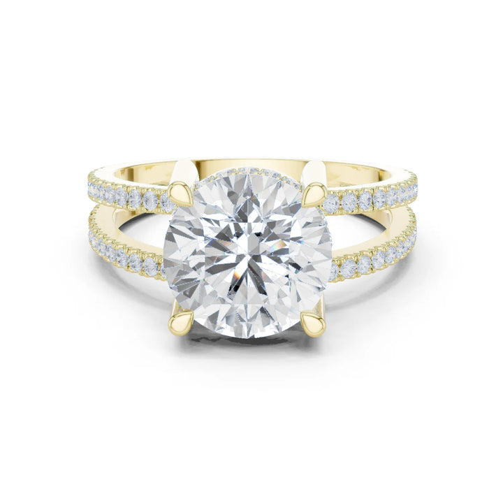 Round Cut Diamond Split Shank Engagement Ring
