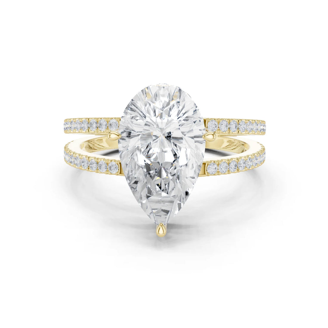 Pear Cut Diamond Split Shank Engagement Ring