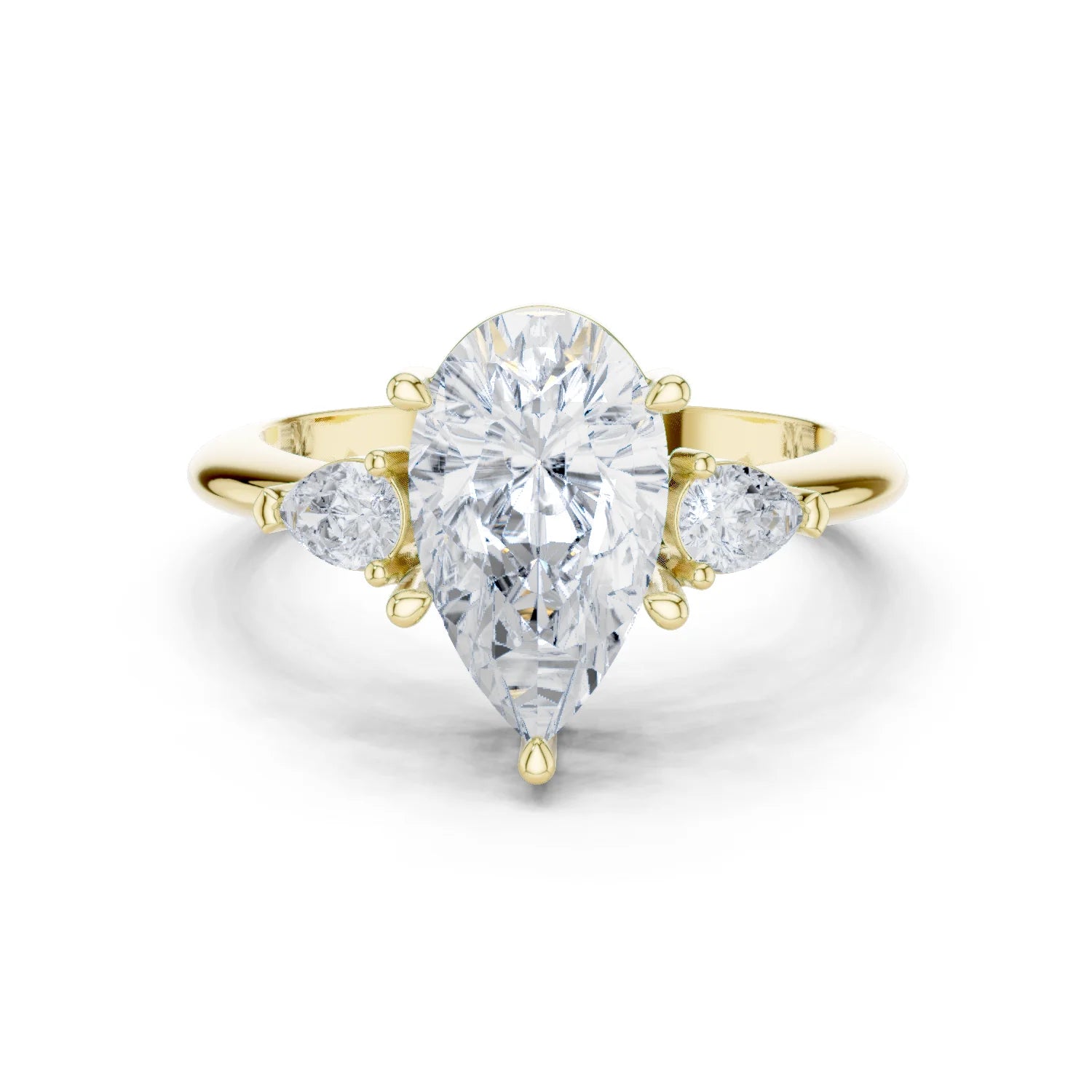 Pear Diamond Solitaire Engagement Ring with Hidden Side Accent