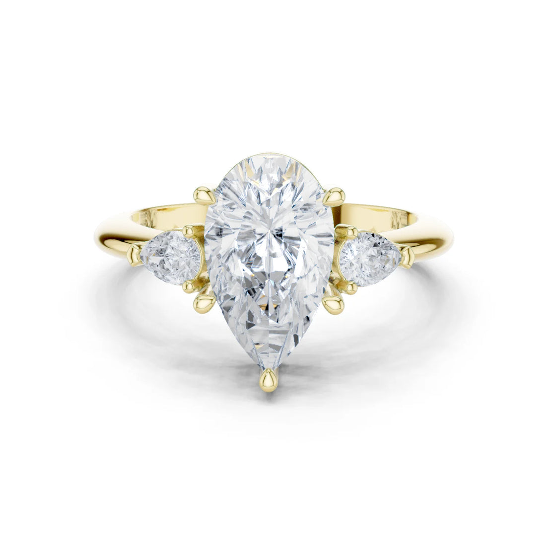 Pear Diamond Solitaire Engagement Ring with Hidden Side Accent