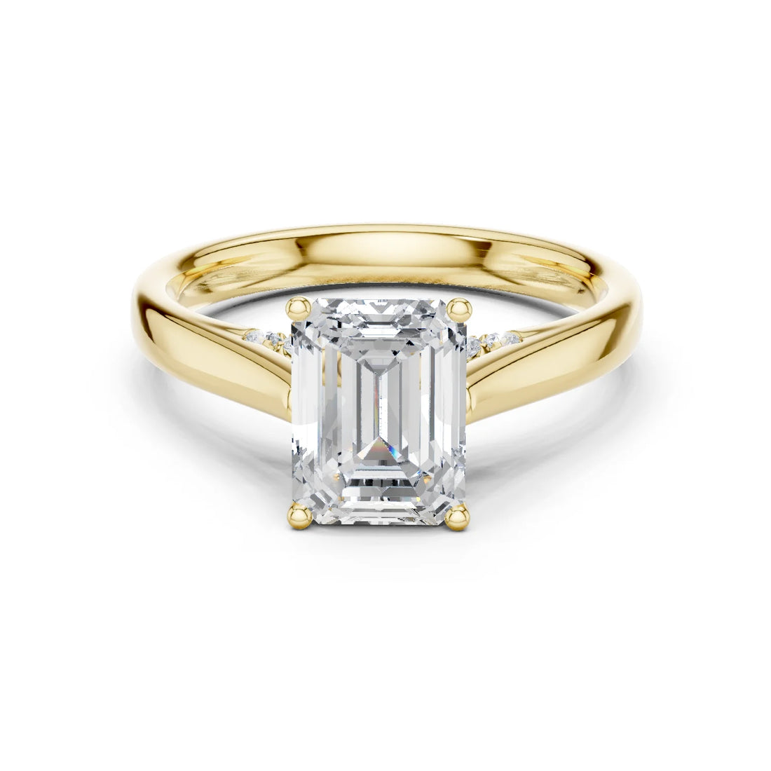 Emerald Cut Diamond Cathedral Pave Engagement Ring