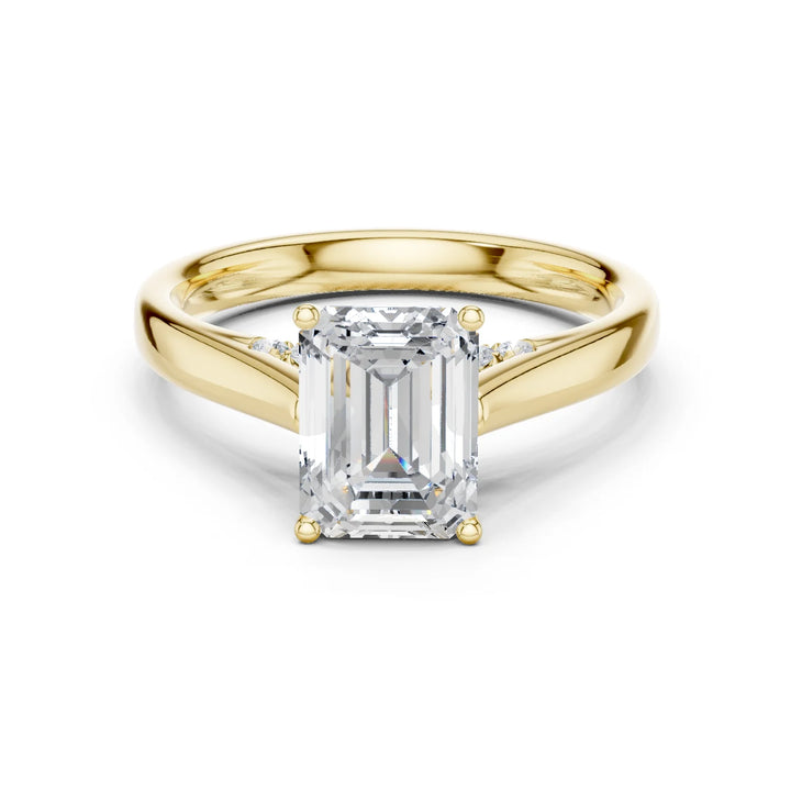 Emerald Cut Diamond Cathedral Pave Engagement Ring