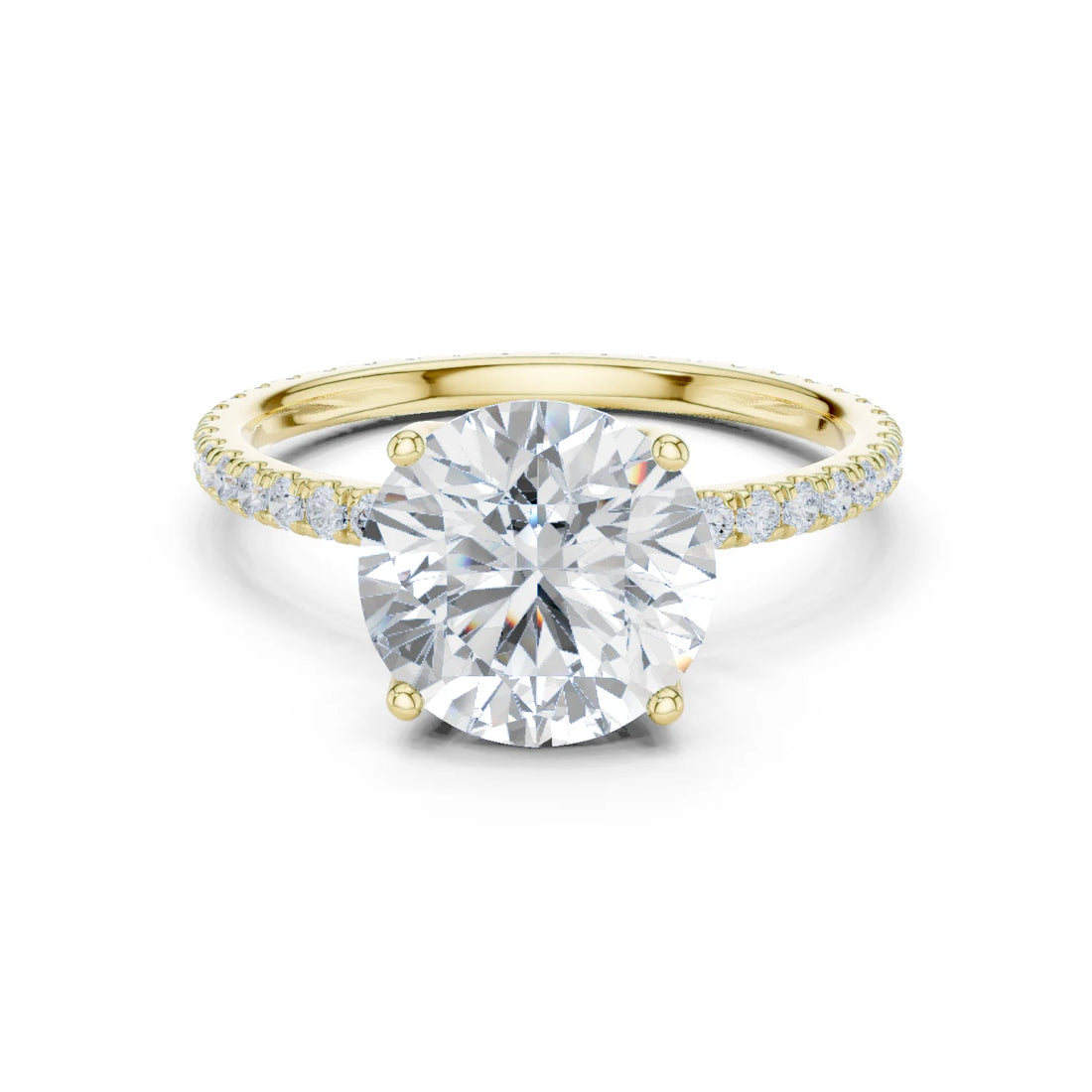 Round Shape Diamond Pave Band Engagement Ring