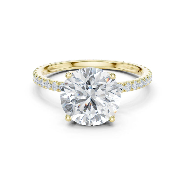 Round Shape Diamond Pave Band Engagement Ring