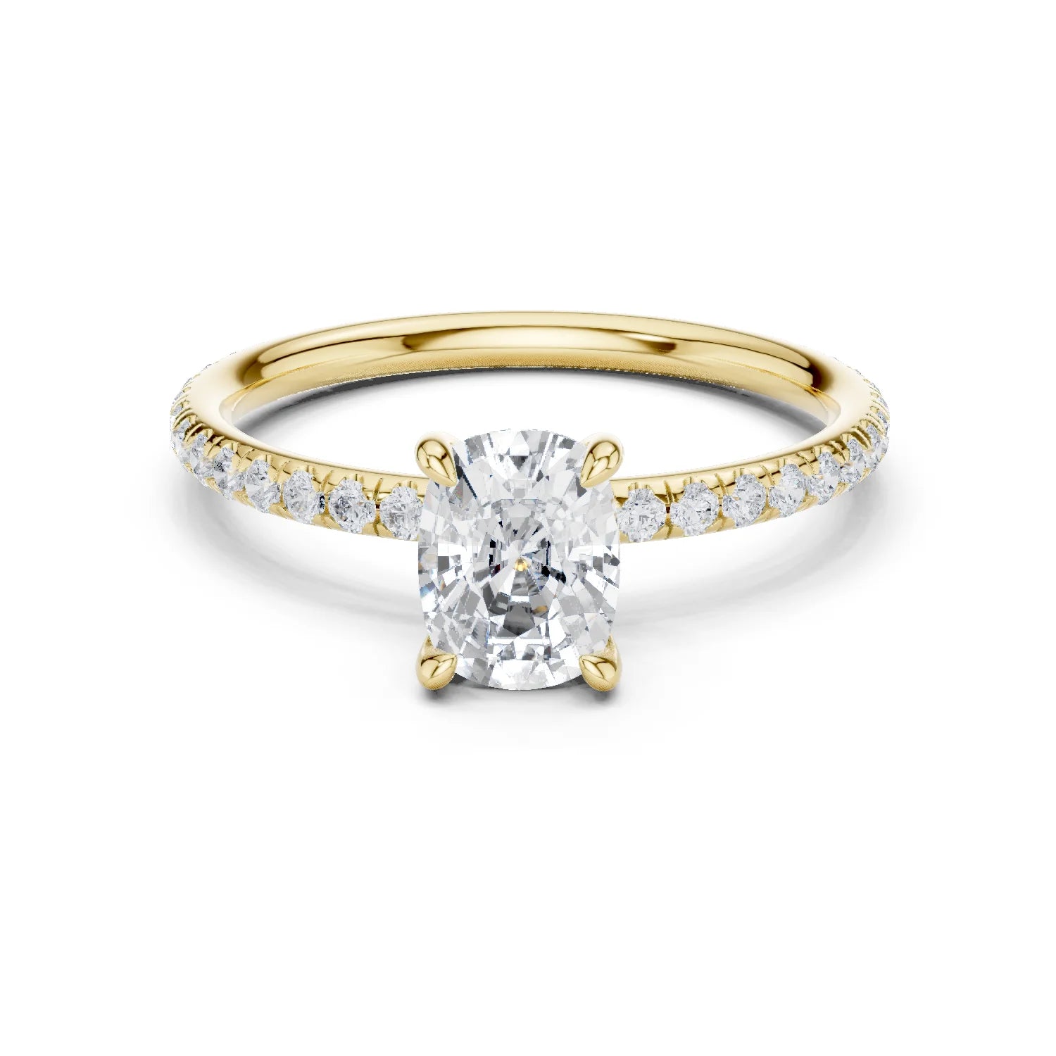 Cushion Cut Diamond Pave Engagement Ring