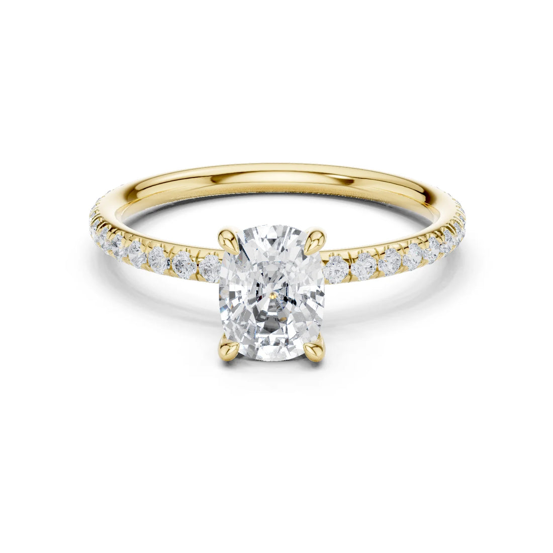 Cushion Cut Diamond Pave Engagement Ring