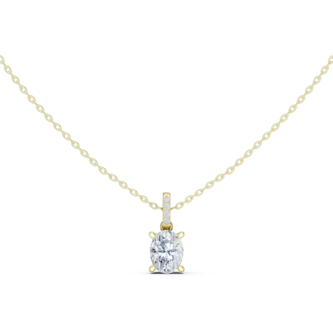 Elara Oval Solitaire Diamond Pendant