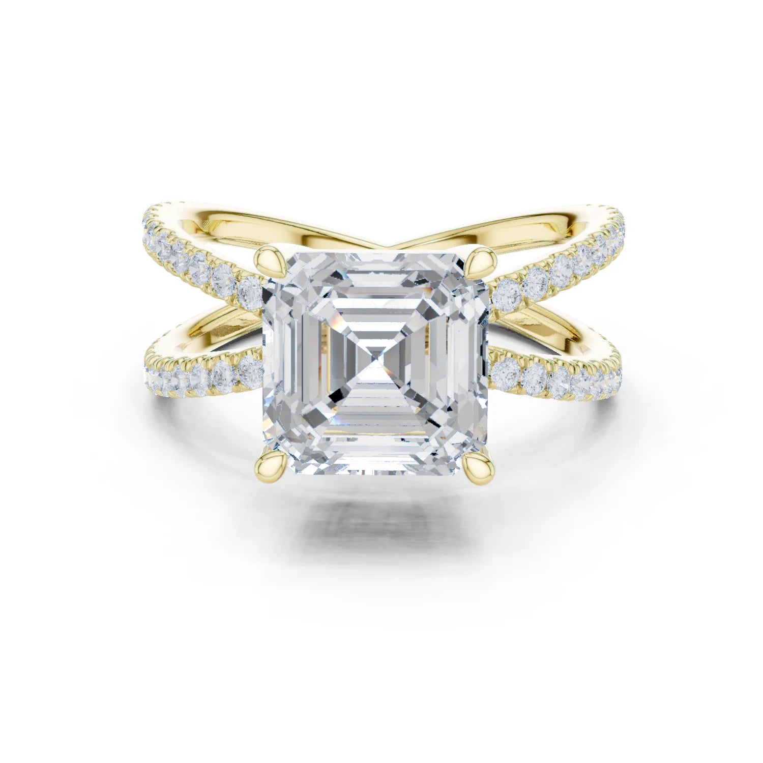 Asscher Cut Diamond Split Shank Engagement Ring