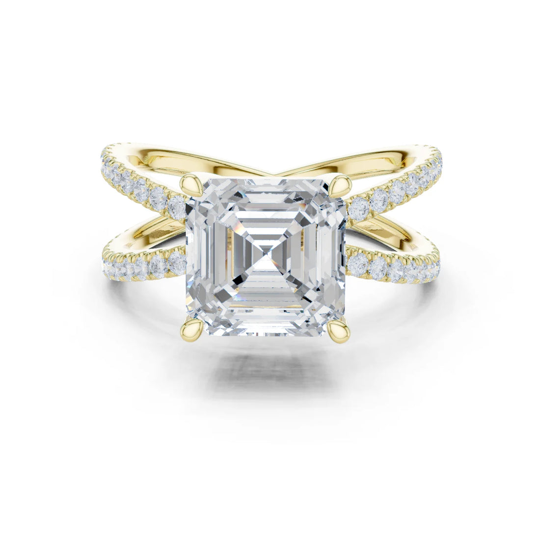 Asscher Cut Diamond Split Shank Engagement Ring
