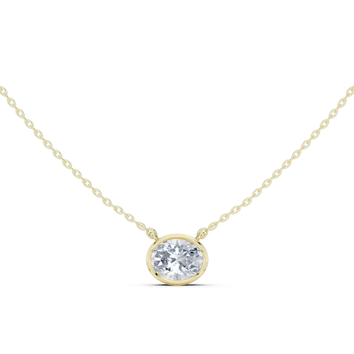 Oval Halo Bezel Solitaire Diamond Pendant