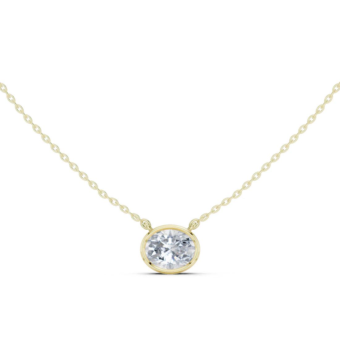 Oval Halo Bezel Solitaire Diamond Pendant