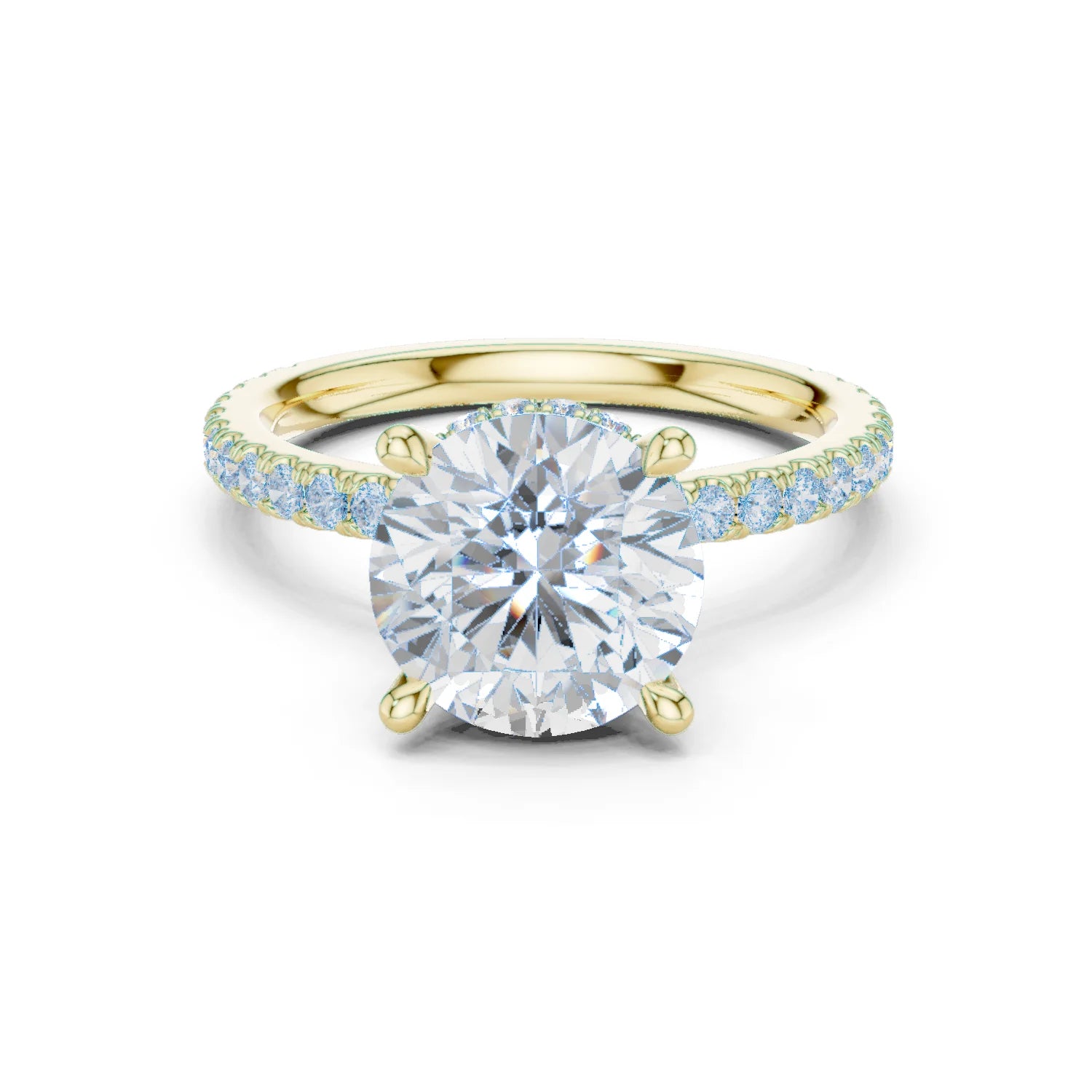 Round Cut Diamond Double Hidden Halo Engagement Ring