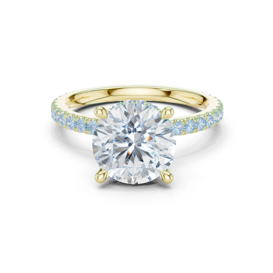 Round Cut Diamond Double Hidden Halo Engagement Ring