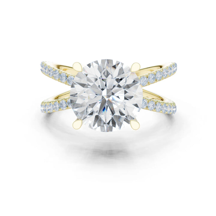 Round Cut Diamond Split Shank Engagement Ring