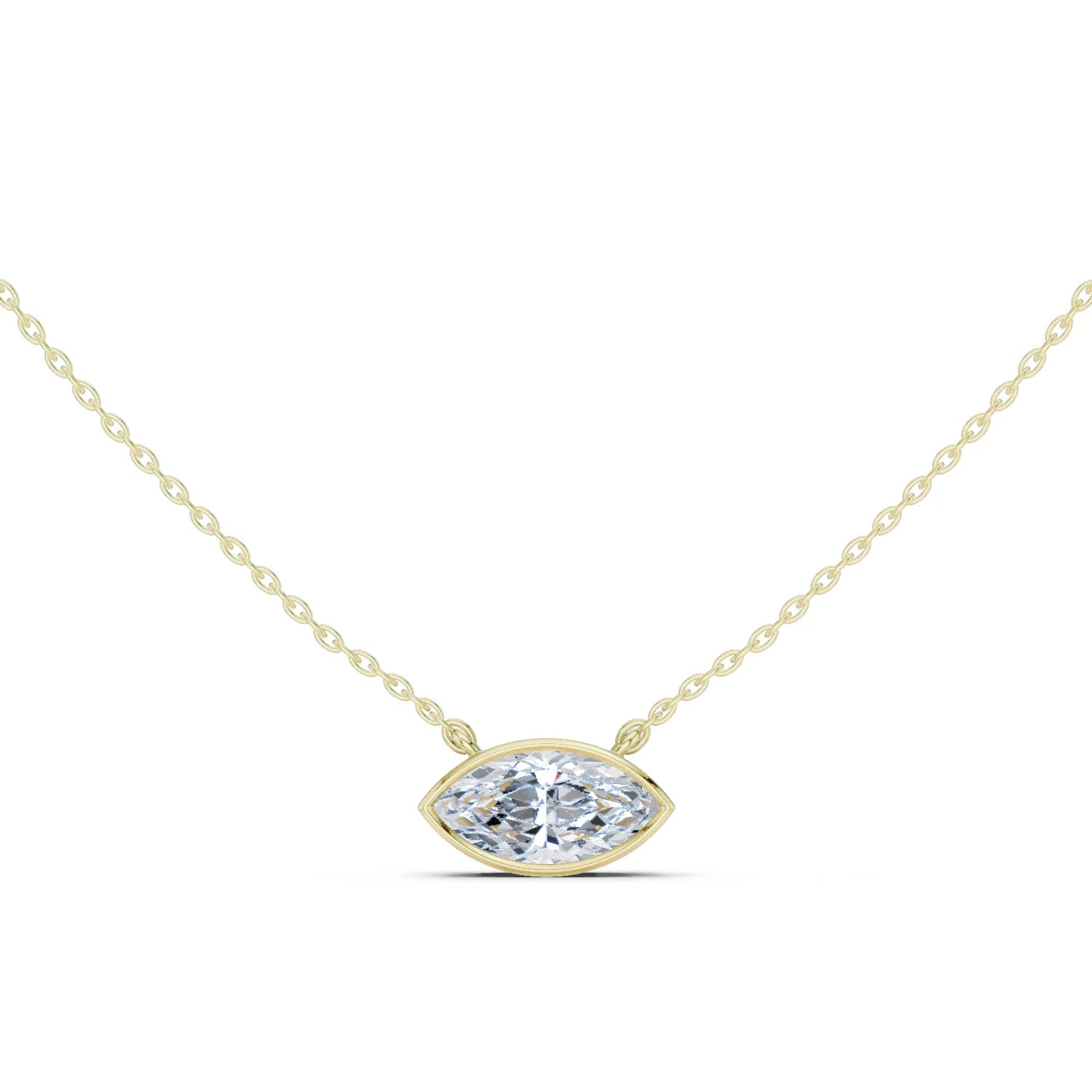 Marquise Aura Bezel Solitaire Diamond Pendant