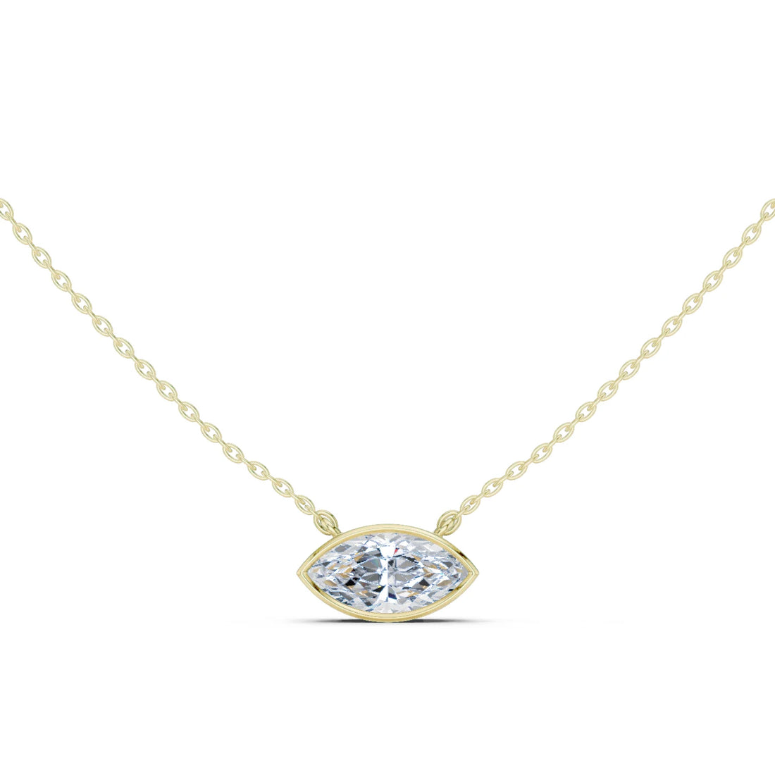 Marquise Aura Bezel Solitaire Diamond Pendant