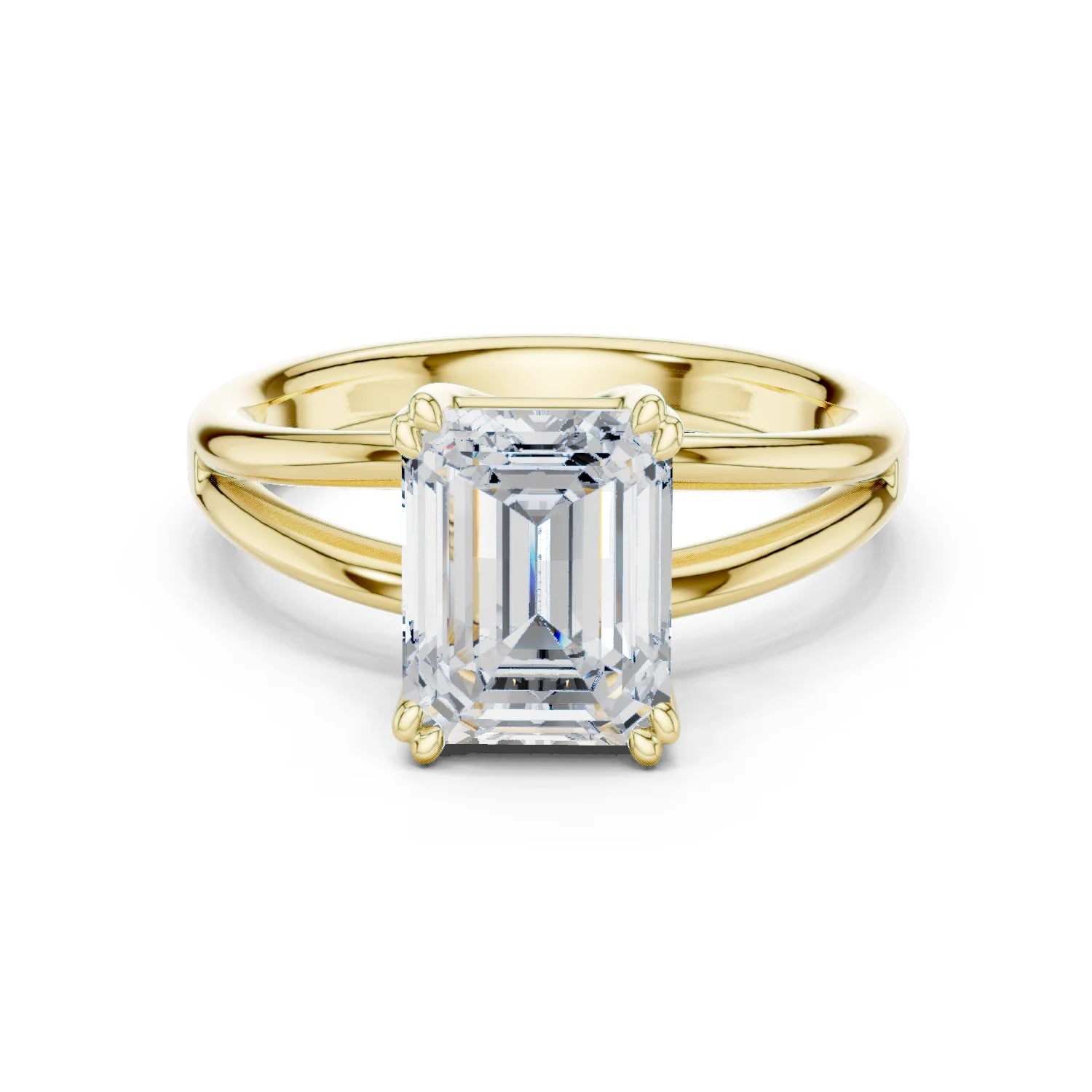 Emerald Shape Diamond Solitaire Engagement Ring