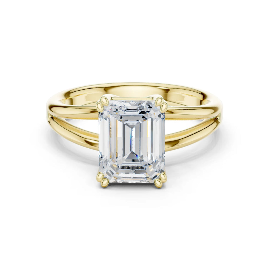 Emerald Shape Diamond Solitaire Engagement Ring