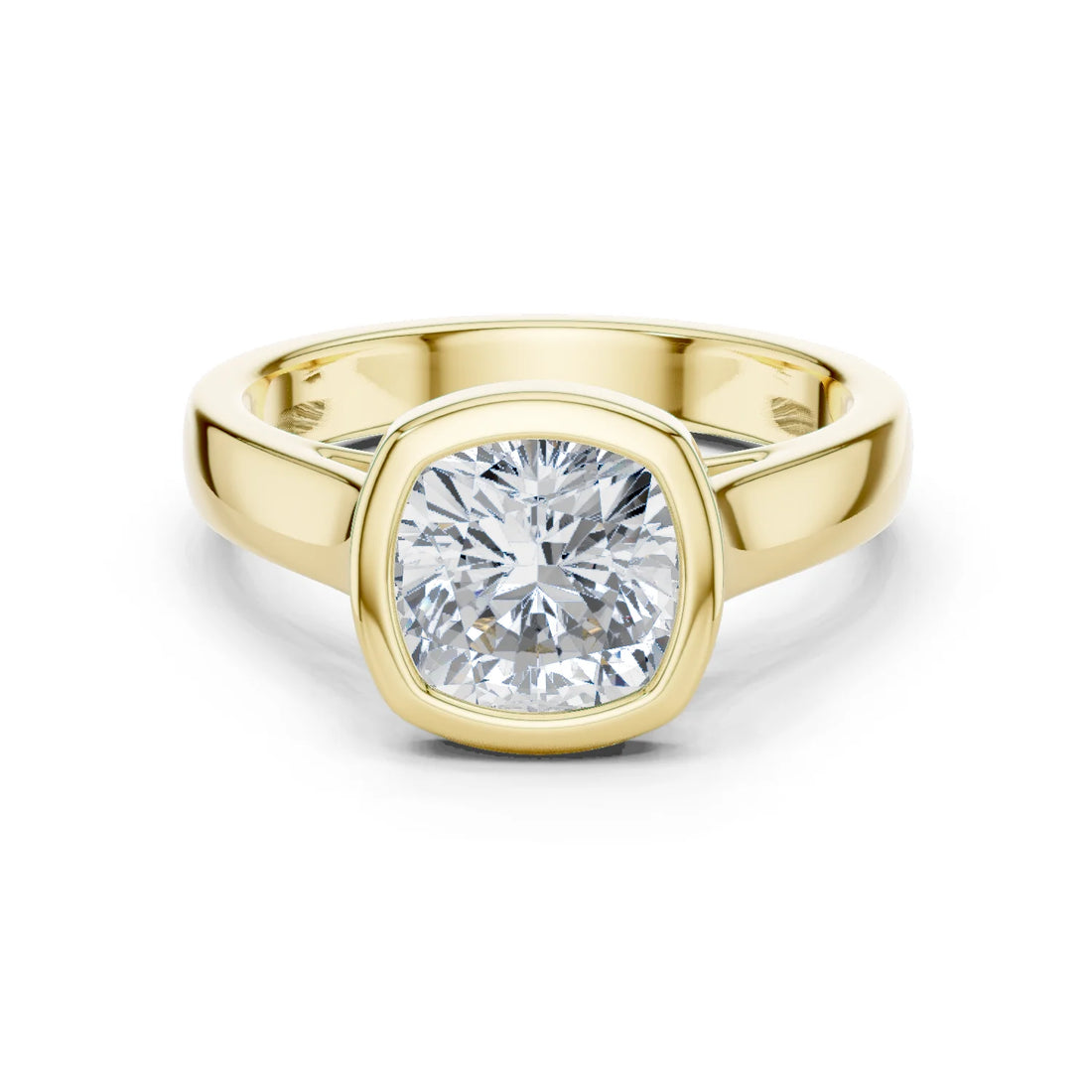 Cushion Cut Diamond Bezel Solitaire Engagement Ring