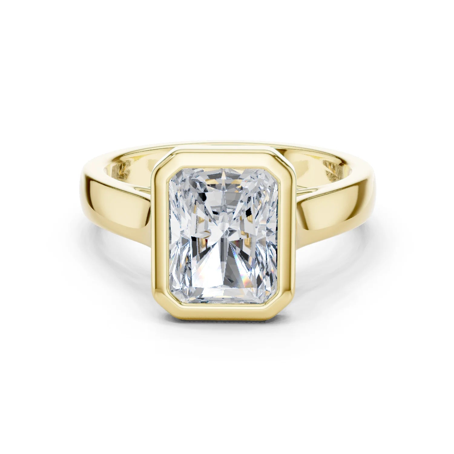 Radiant Cut Diamond Bezel Solitaire Engagement Ring