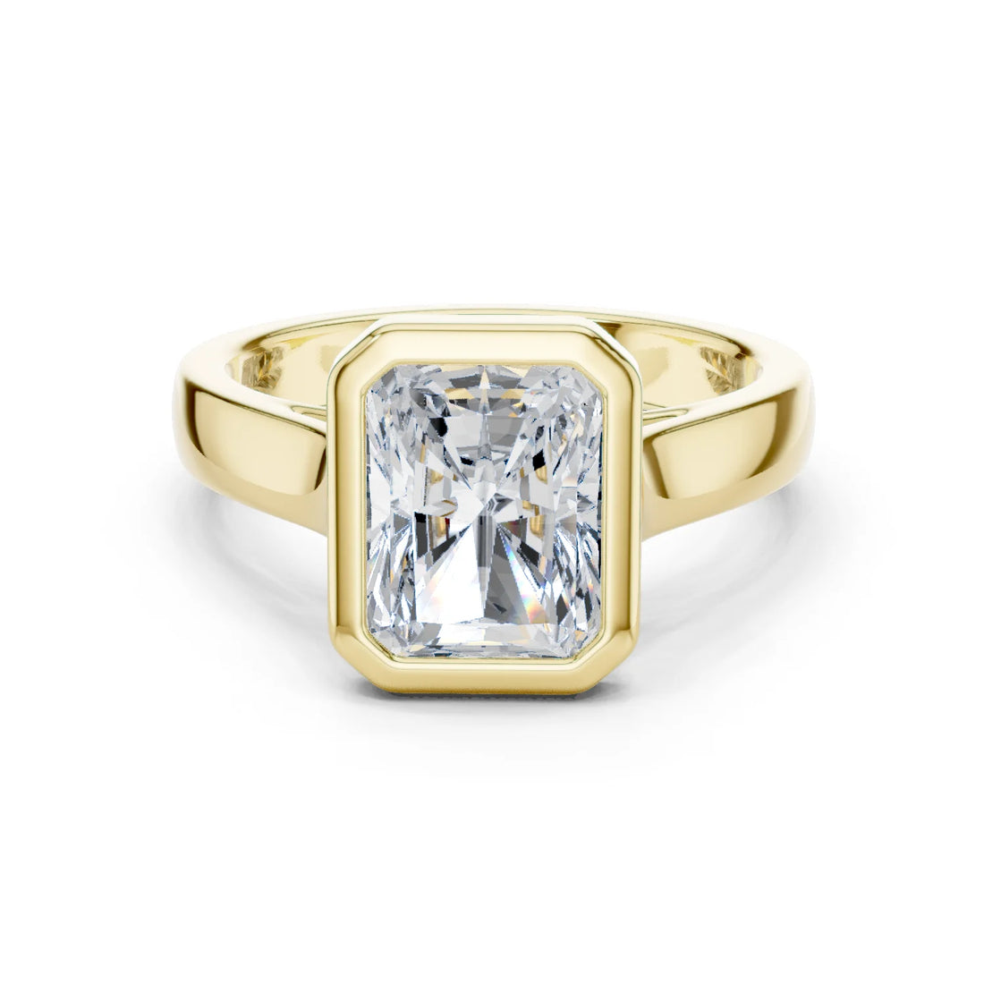 Radiant Cut Diamond Bezel Solitaire Engagement Ring