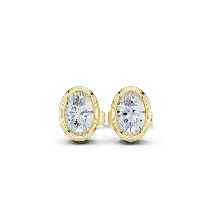 Elara Oval Bezel Diamond Stud Earrings