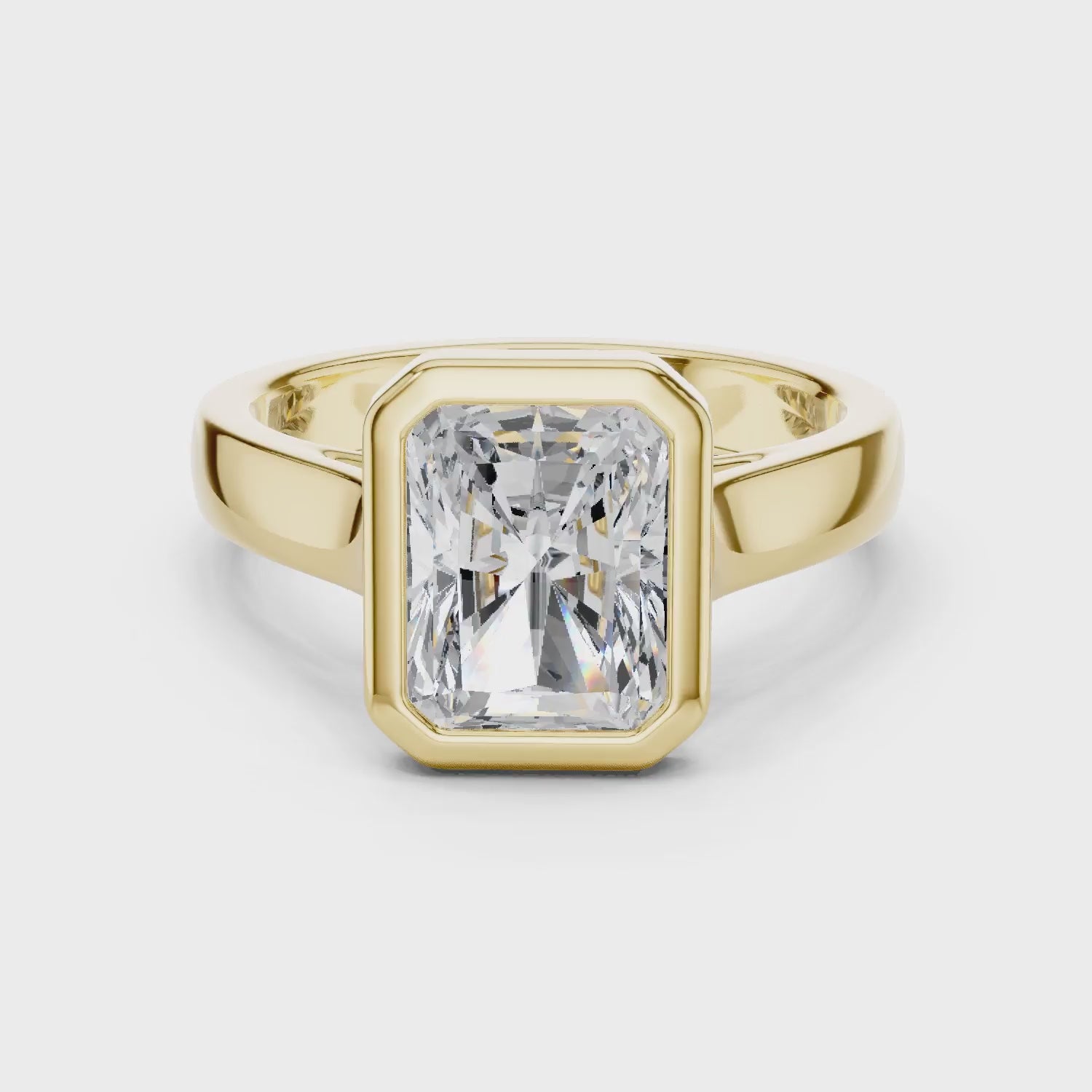 Radiant Cut Diamond Bezel Solitaire Engagement Ring