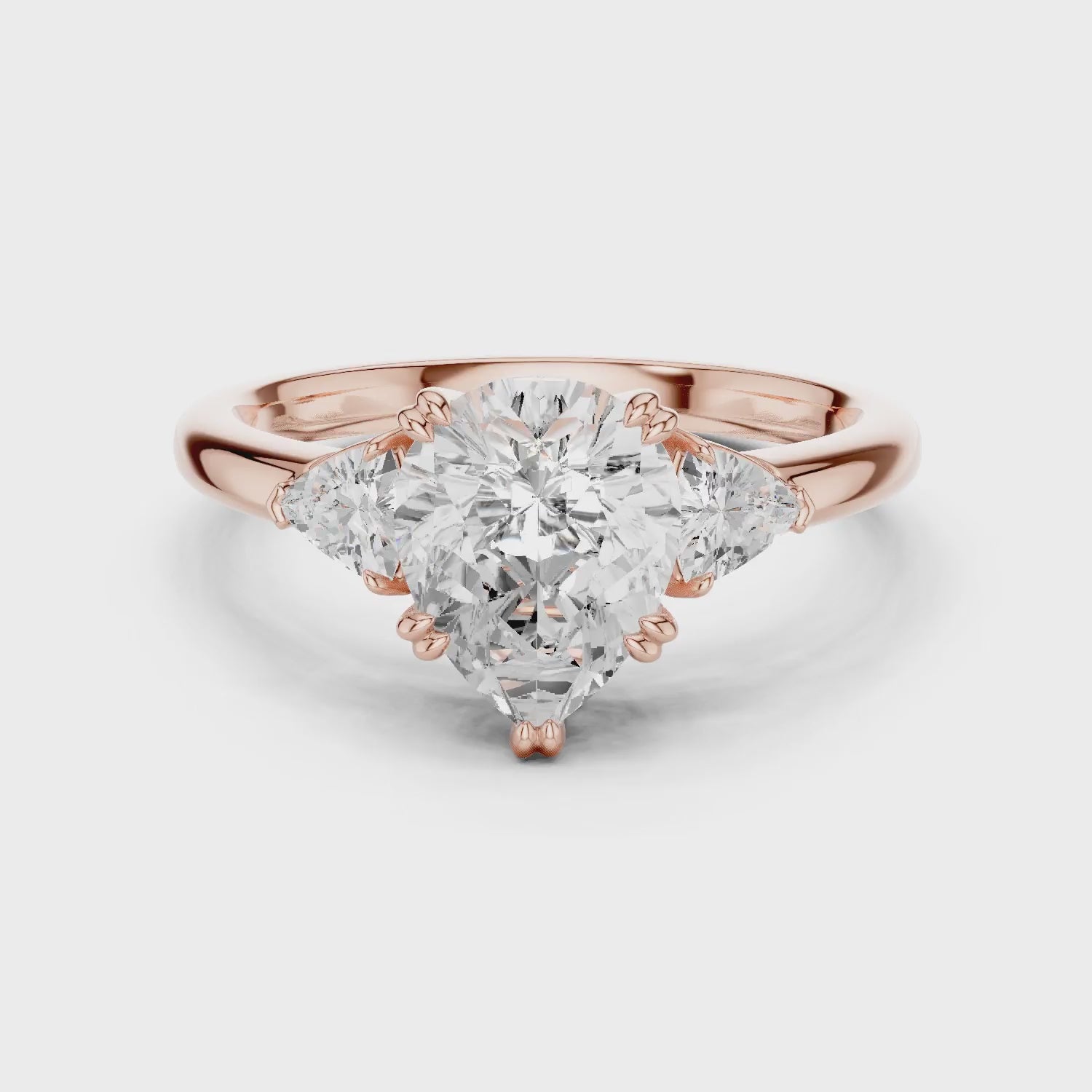 Trillion Side Diamond Pear Shape Engagement Ring