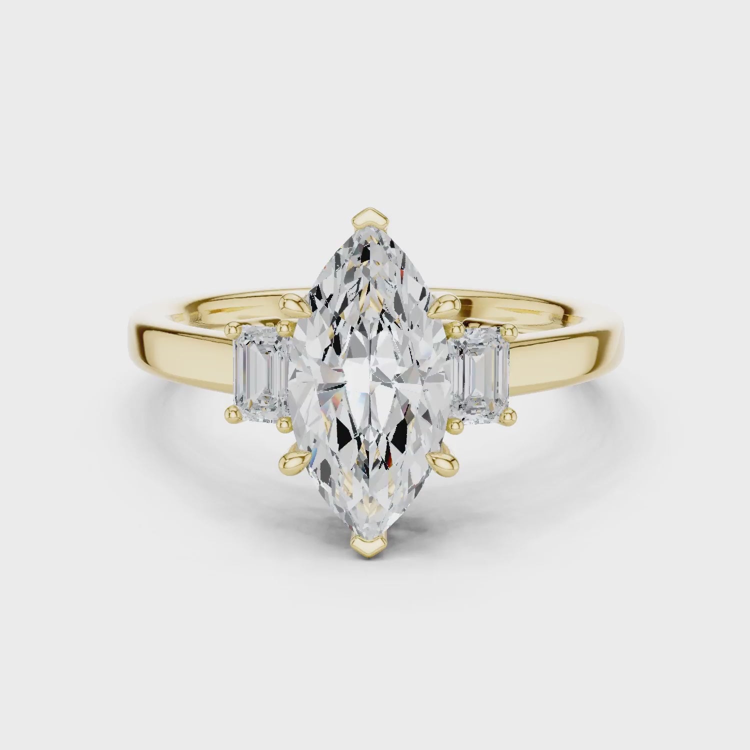 Marquise Cut Diamond Three-Stone Engagement Ring