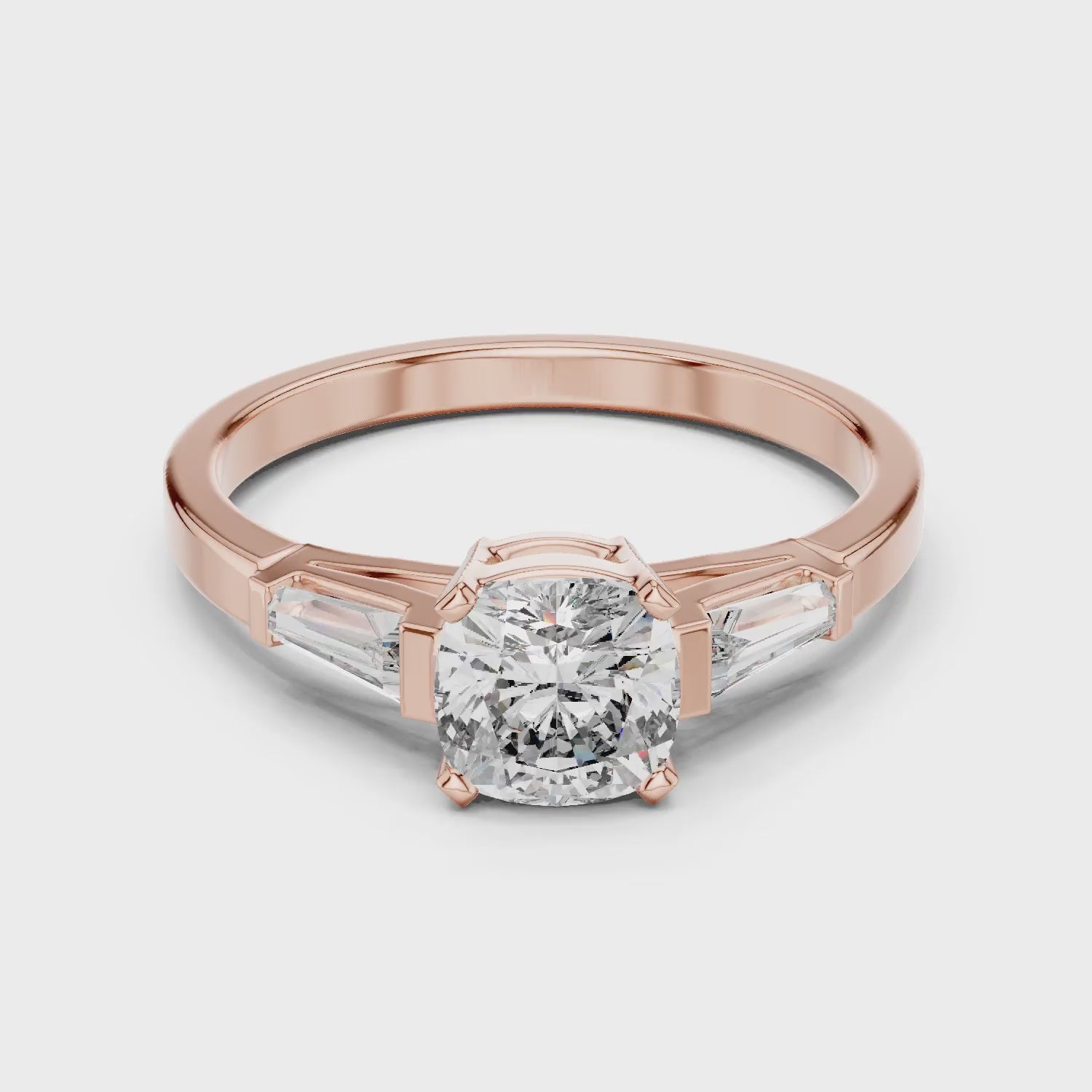 Three Stone Cushion Diamond Ring