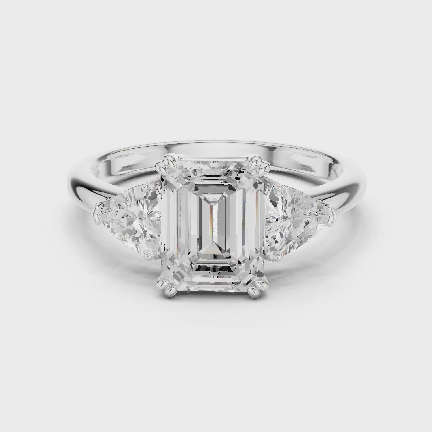 Emerald Cut Diamond Three Stone Engagement Ring