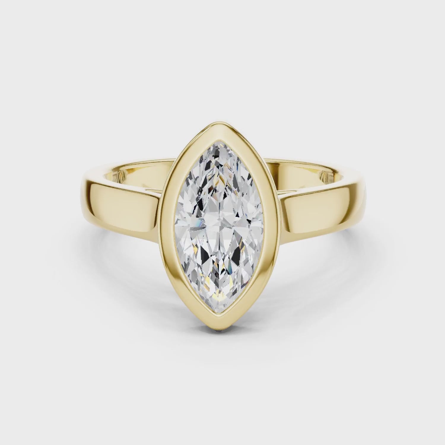 Marquise Cut Diamond Bezel Solitaire Engagement Ring