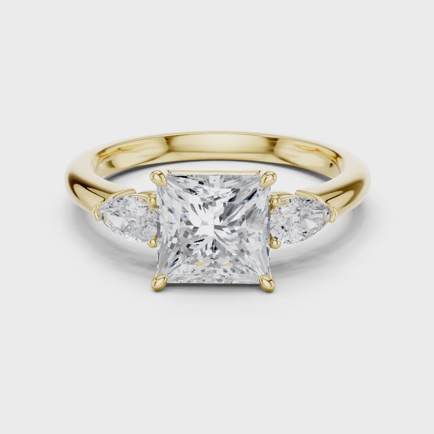 Princess Cut Diamond Three-Stone Engagement Ring