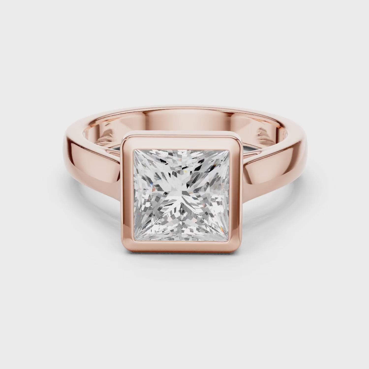 Princess Cut Diamond Bezel Solitaire Engagement Ring