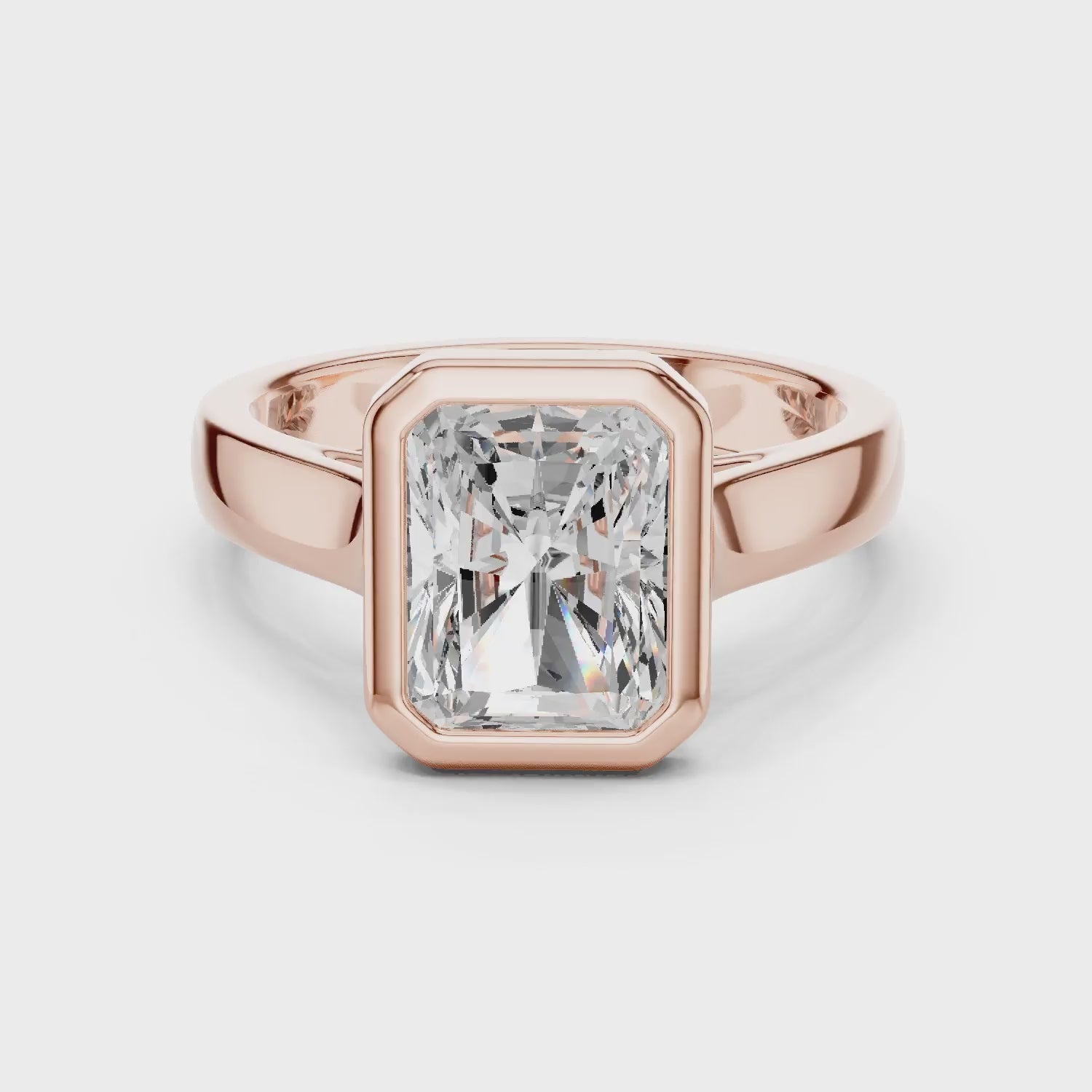Radiant Cut Diamond Bezel Solitaire Engagement Ring