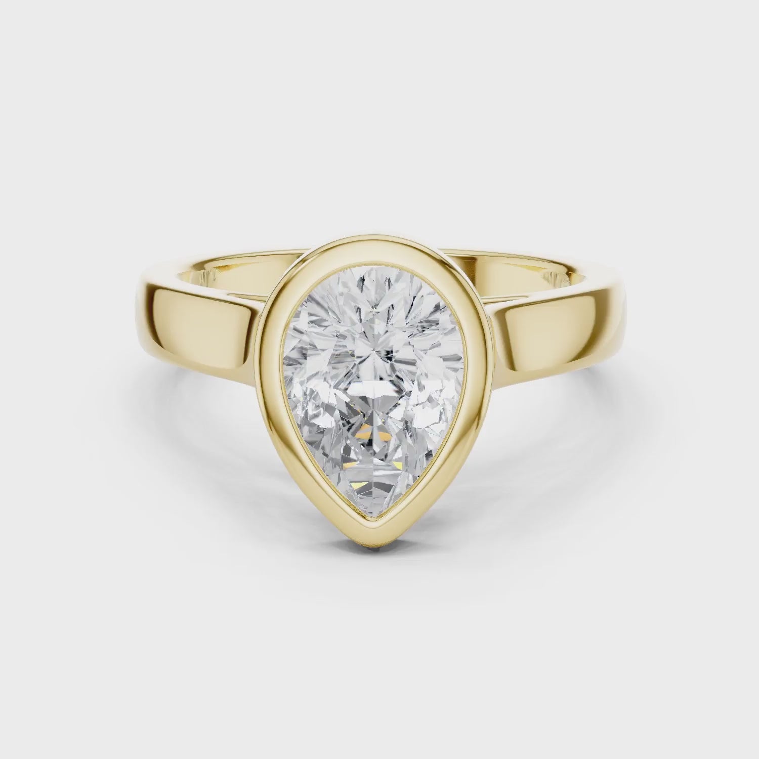 Pear Cut Diamond Bezel Solitaire Engagement Ring