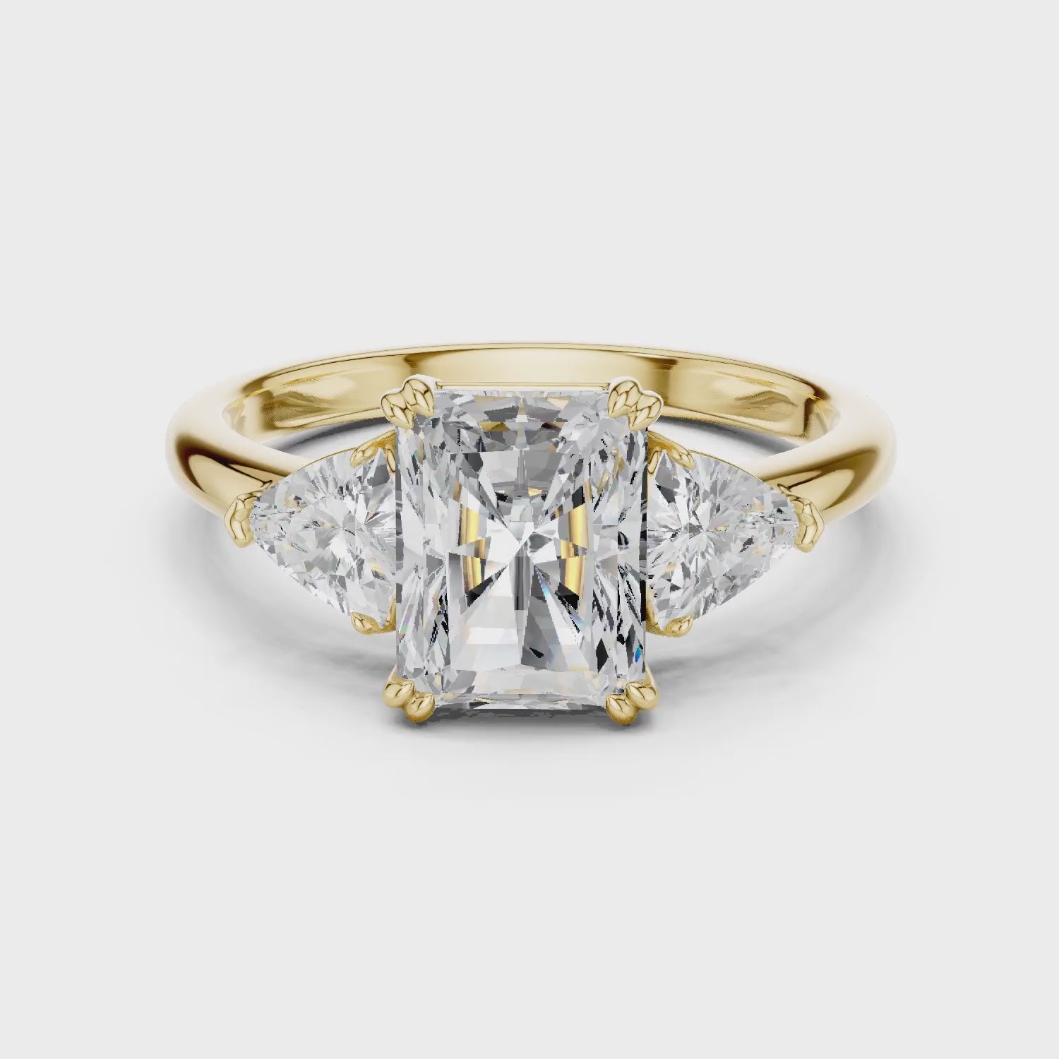 Radiant Cut Diamond Three Stone Engagement Ring