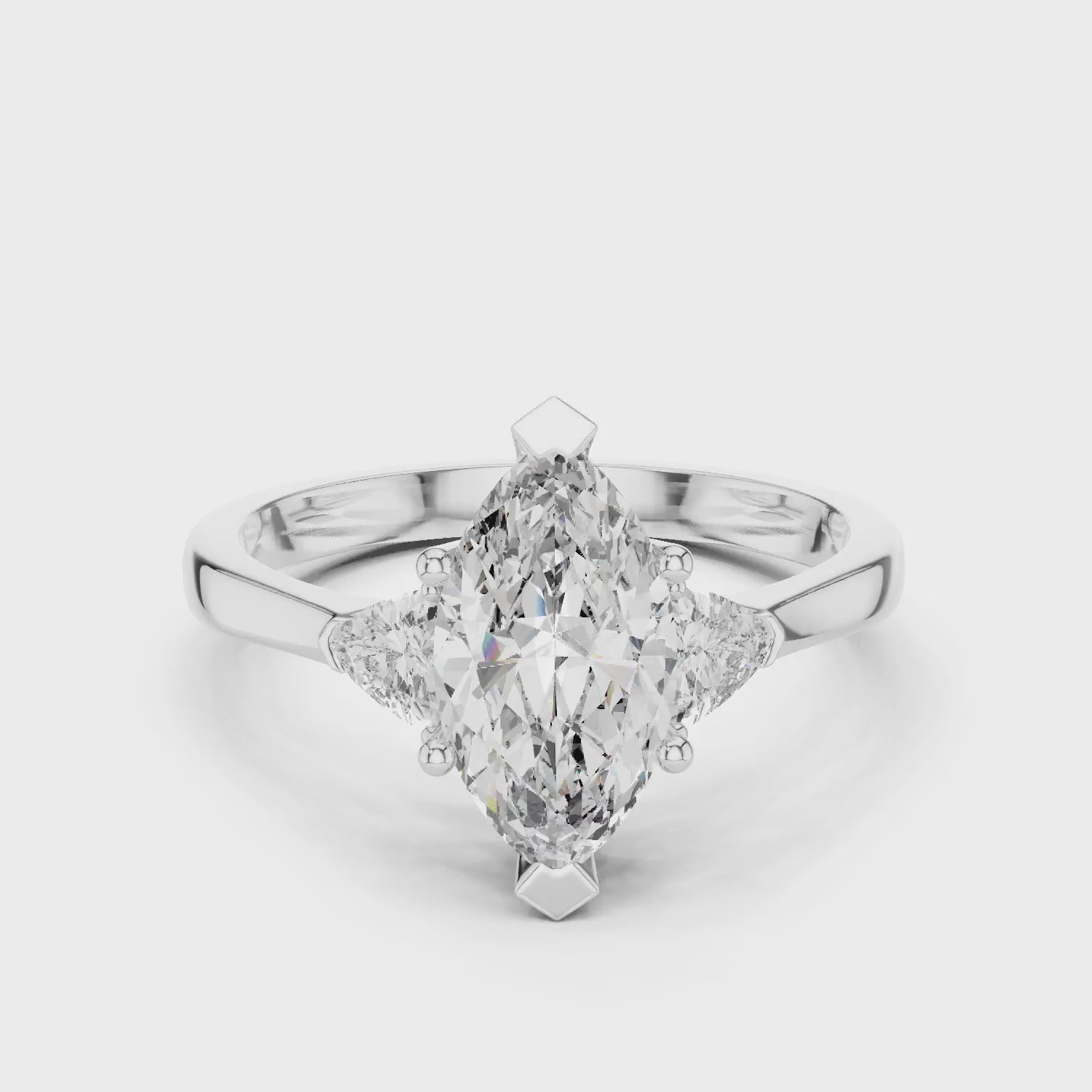 Three Stone Marquise Diamond Engagement Ring