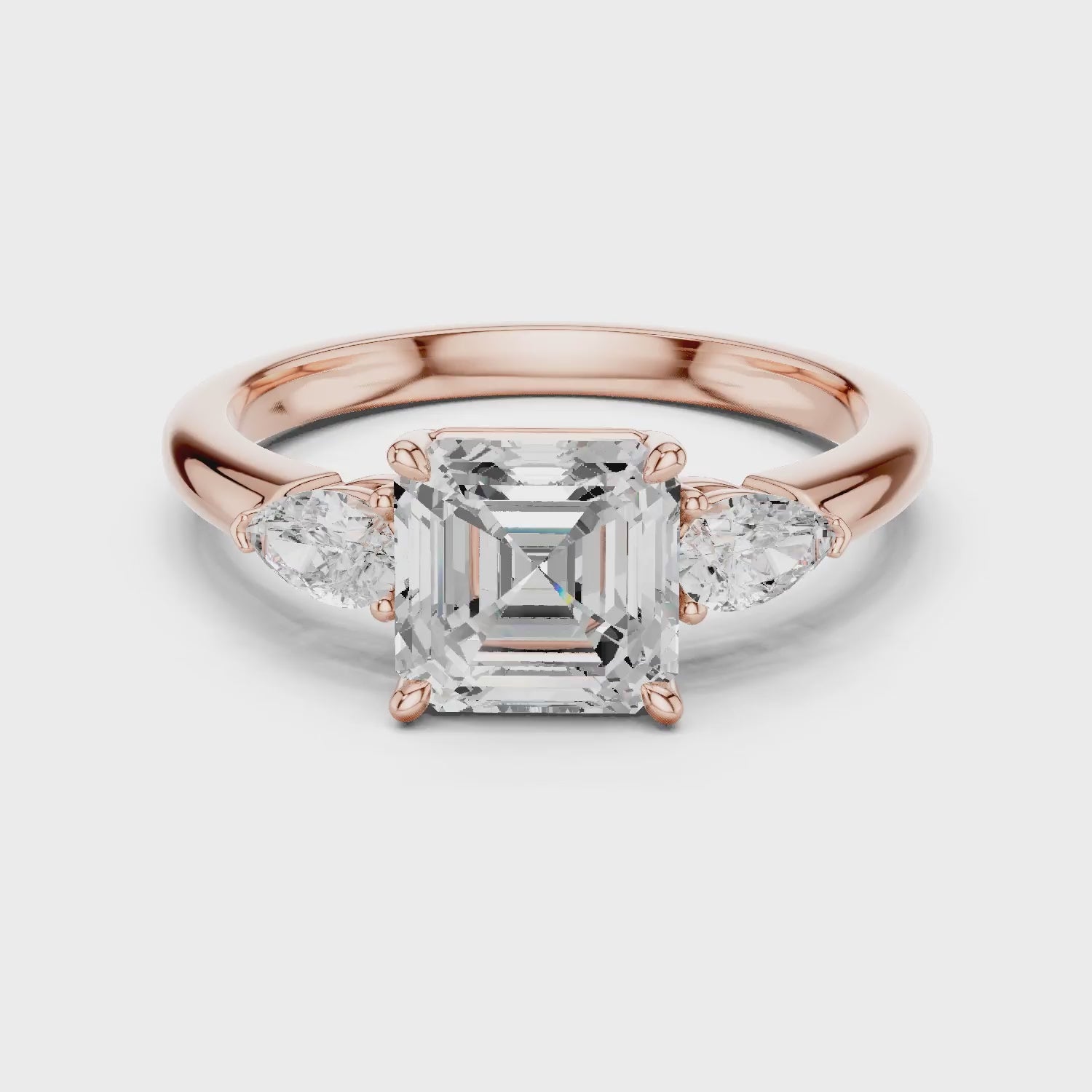 Asscher Cut Diamond Three-Stone Engagement Ring