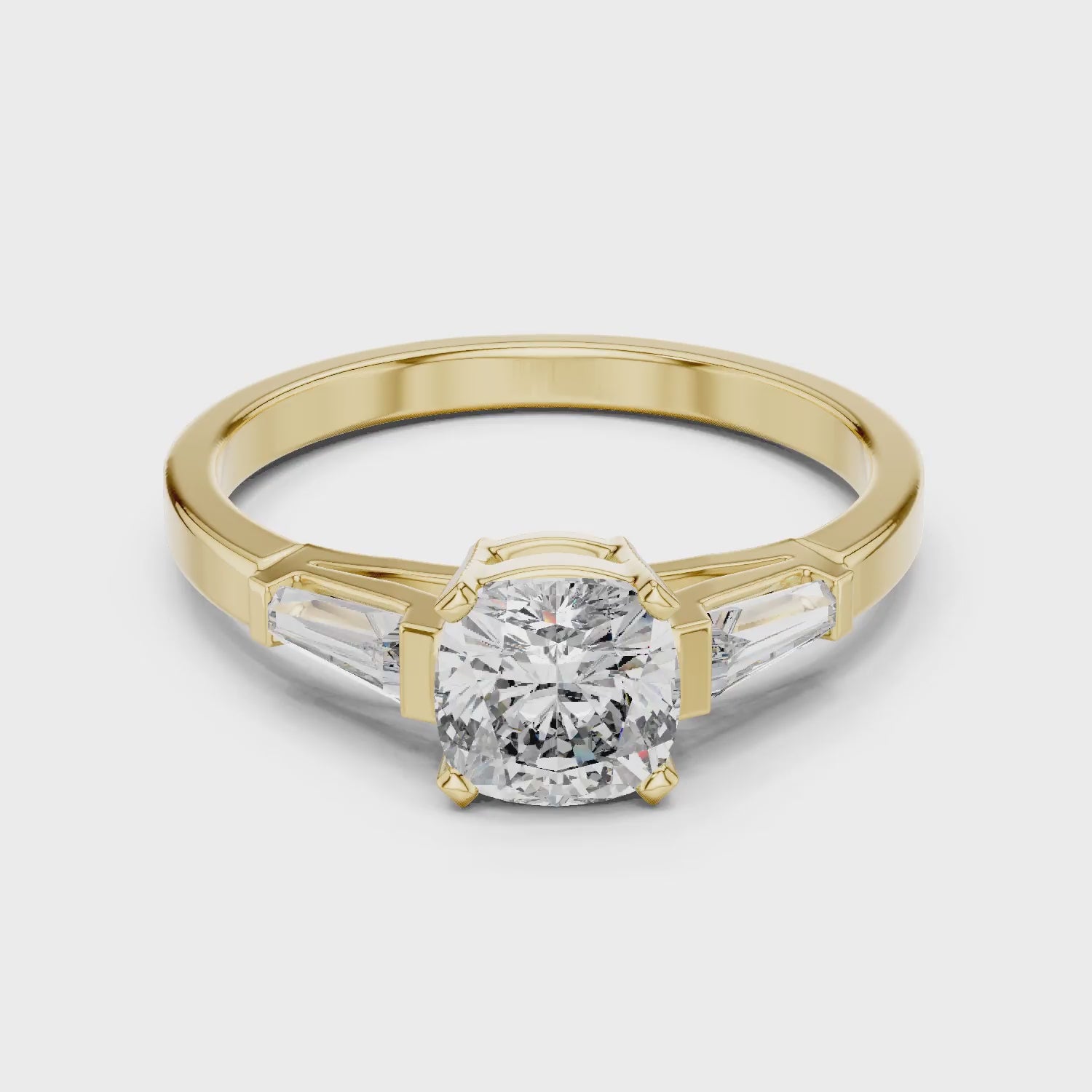 Three Stone Cushion Diamond Ring