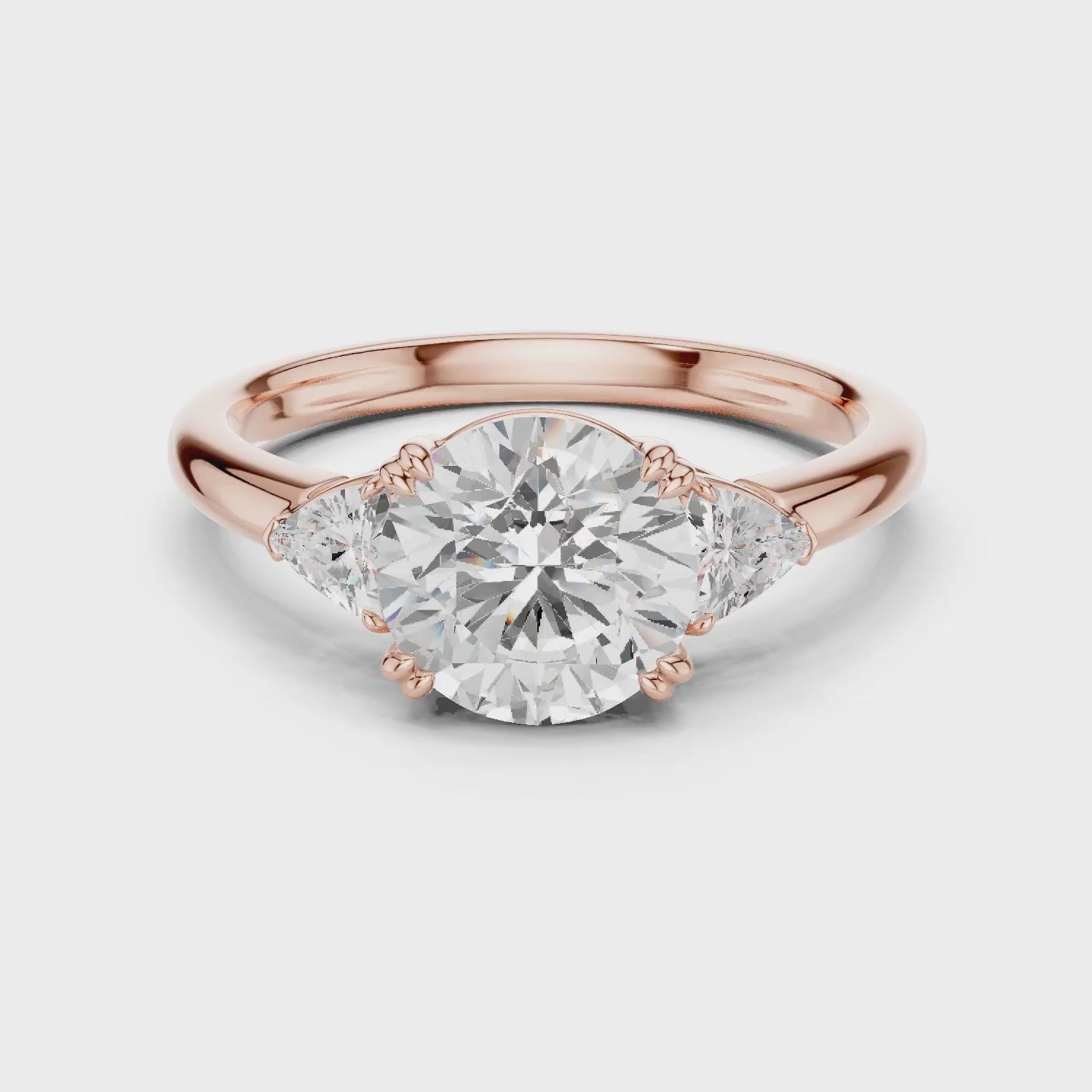 Trillion Side Diamond Round Shape Engagement Ring