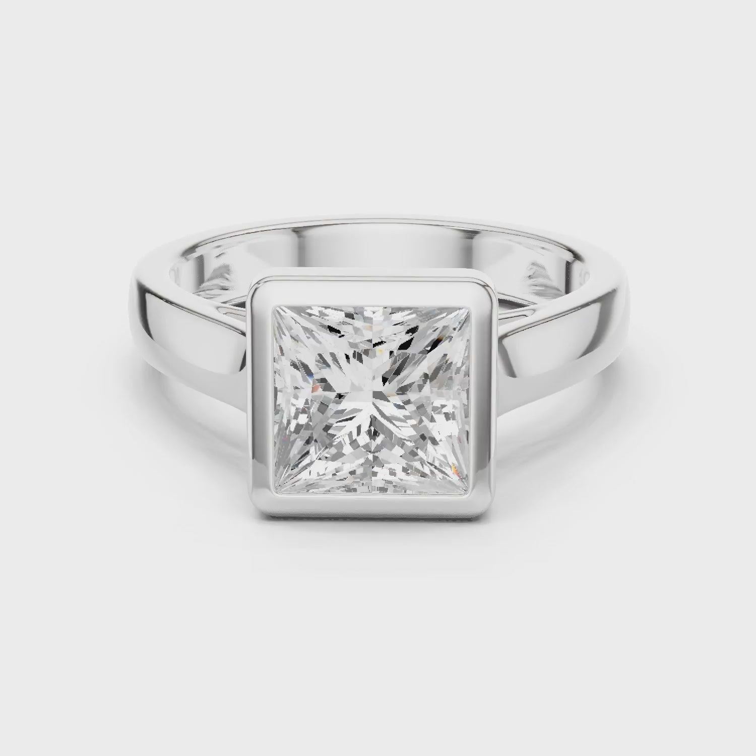 Princess Cut Diamond Bezel Solitaire Engagement Ring