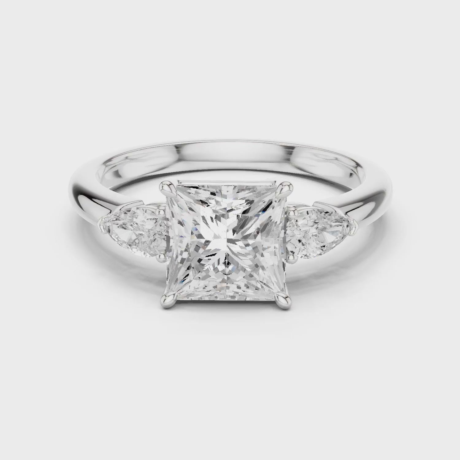 Princess Cut Diamond Three-Stone Engagement Ring