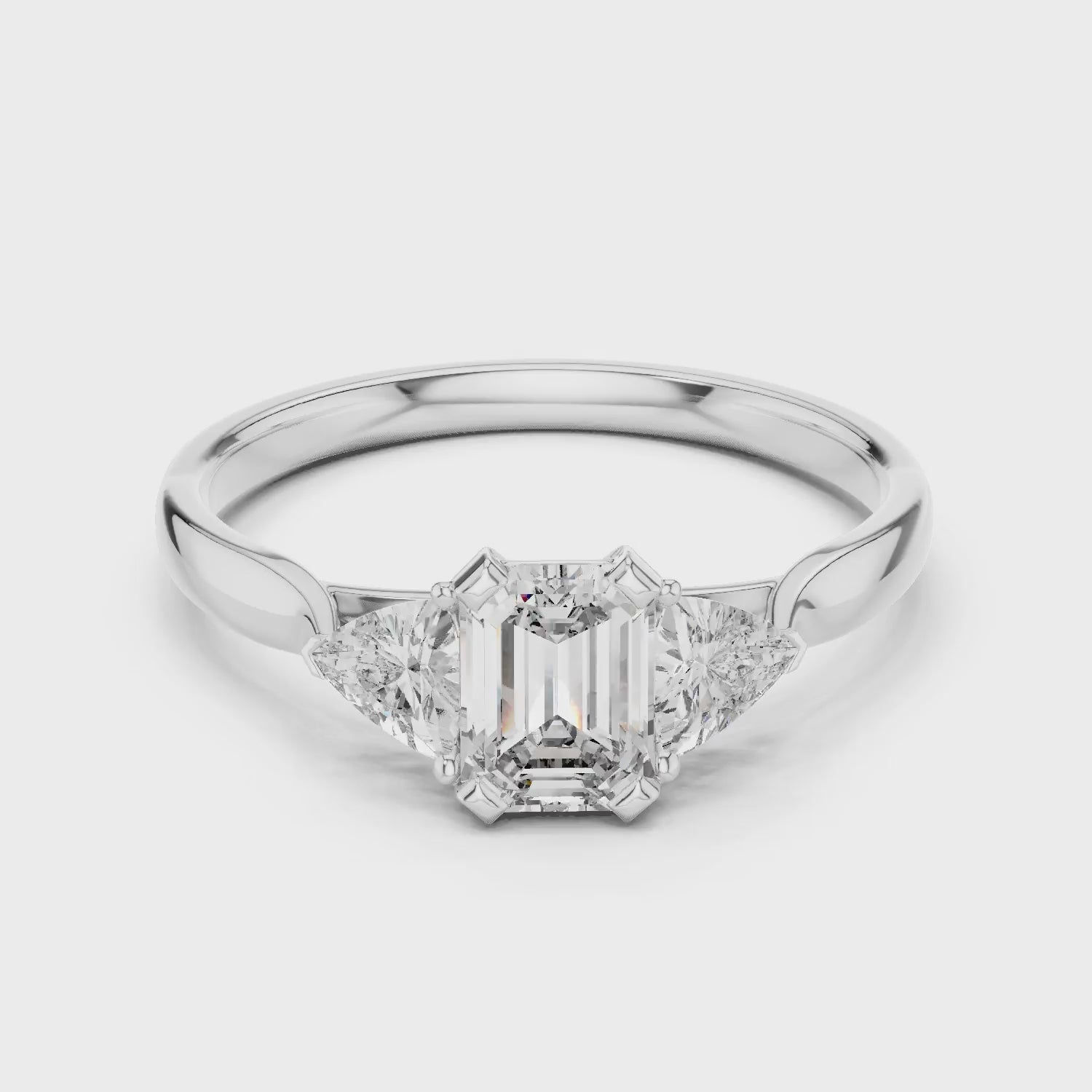 Elysian Trio Emerald Diamond Ring